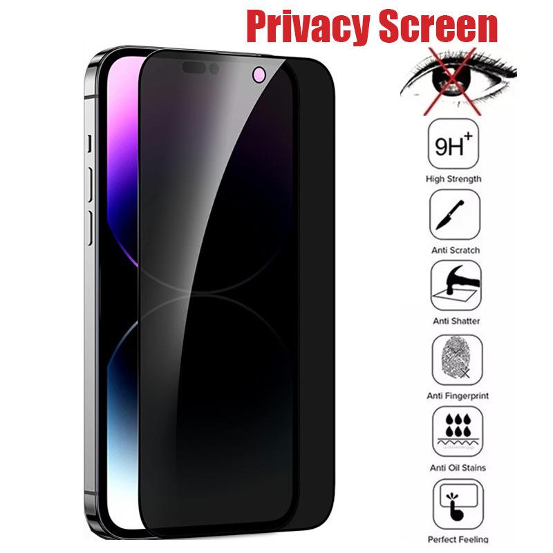 HD Privacy Anti Spy Tempered Glass Screen Protector 3 Pack for iPhone Series Full Coverage Black Edge Anti Scratch Oil Repellent High Definition Clear Protection