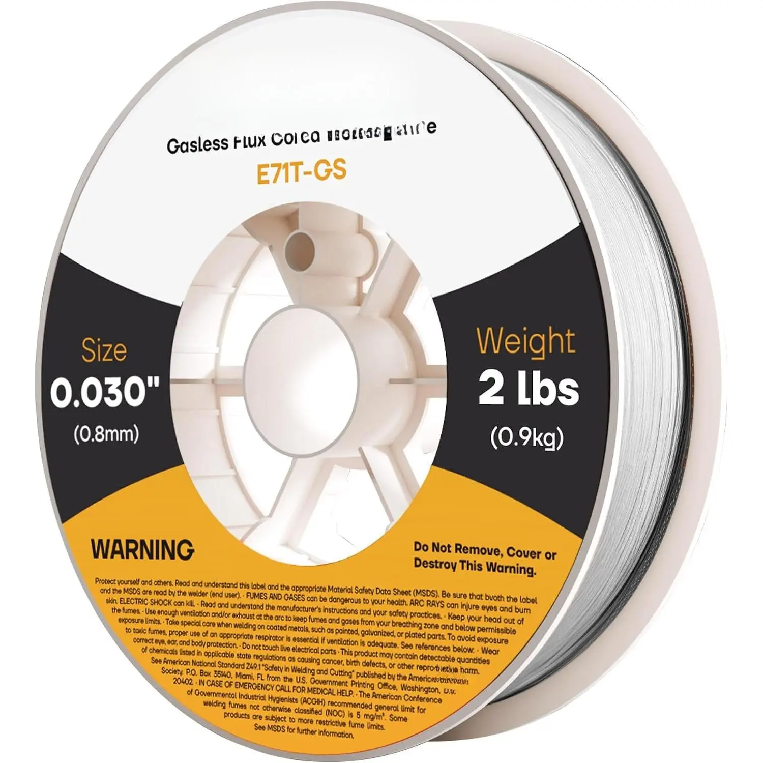 Flux Core Welding Wire E71T-GS - Gasless Flux Core Welding Wire, 2Lbs Spool, Low Splatter,  Position Welding, Outdoor Use, Mild Steel (2 LBS, 0.030")