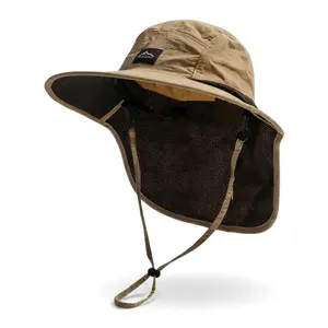 Men's sunscreen hat Quick-drying UV shading Camping Fishing Hiking Wide eaves Summer neck cover Outdoor must-have