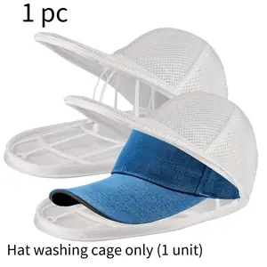 Baseball cap washing cage, a durable cleaning cover for washing machines or dishwashers, with a framed cap holder and laundry bag, suitable for adult and children's baseball caps, white.