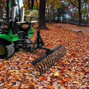 49 Inch Heavy Duty Landscape Rake 17/18 Tines 2 Inch Receiver 48 Inch CAT 0/1 Scarifier Pull Behind Tool for Lawn Tractor ATV and UTV Great for Dethatching Pine Straw Grass and Leaves