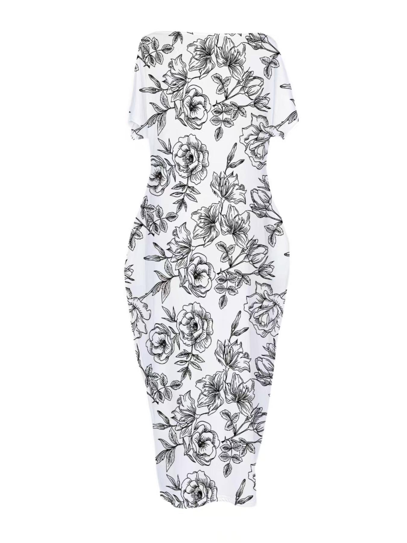 Women's Stylish Casual Long Sleeve Batwing Pocket Nightgown, Comfortable Loose Fit for Home & Sleep, Fashionable Daywear Loungewear Nightwear Dress