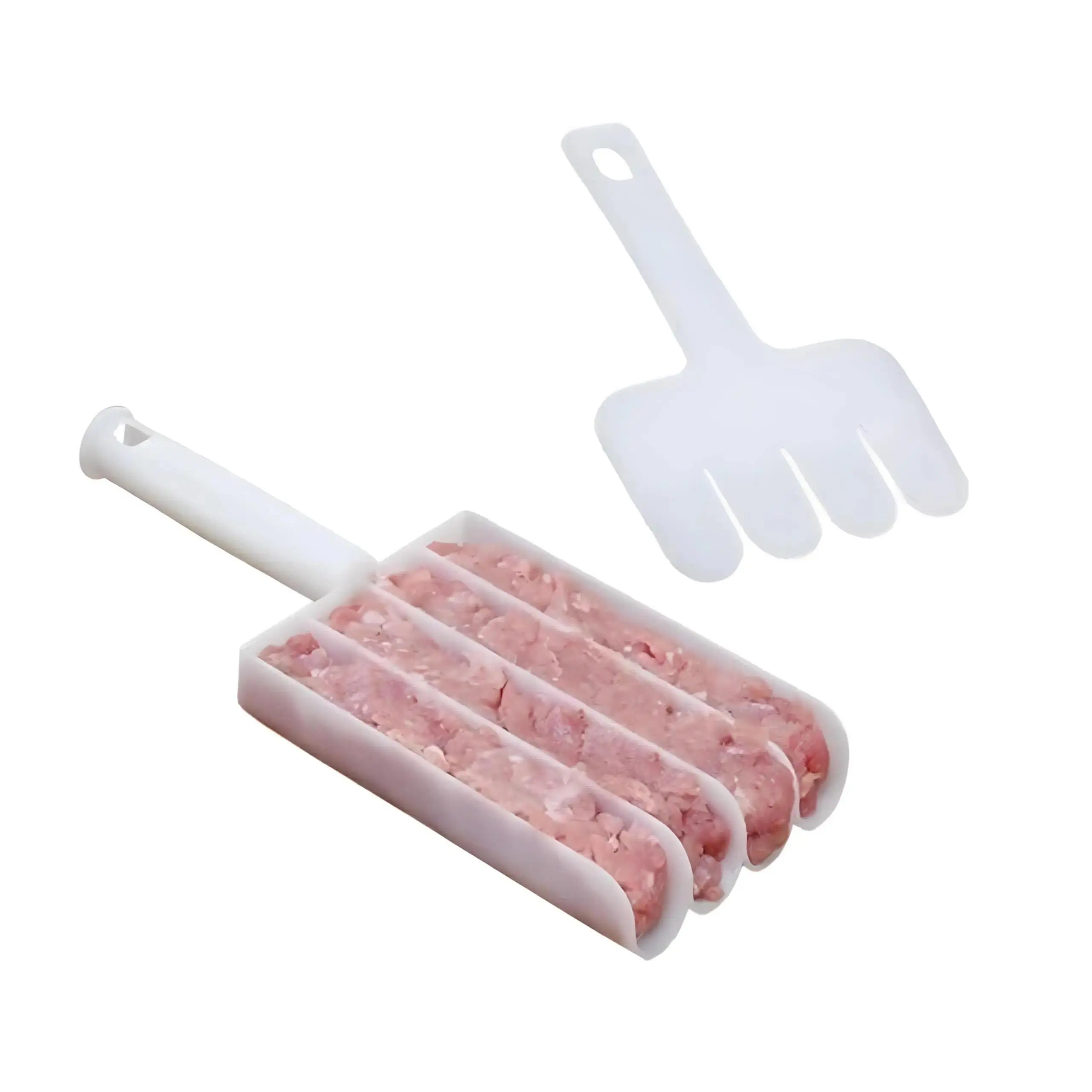 White Plastic Creative Shaped Kitchen Meatball Maker - 4 Baller Spoons, 1 Cutting Spade, Multifunction Utensils for DIY Ice Cream Scooping, Patty Making