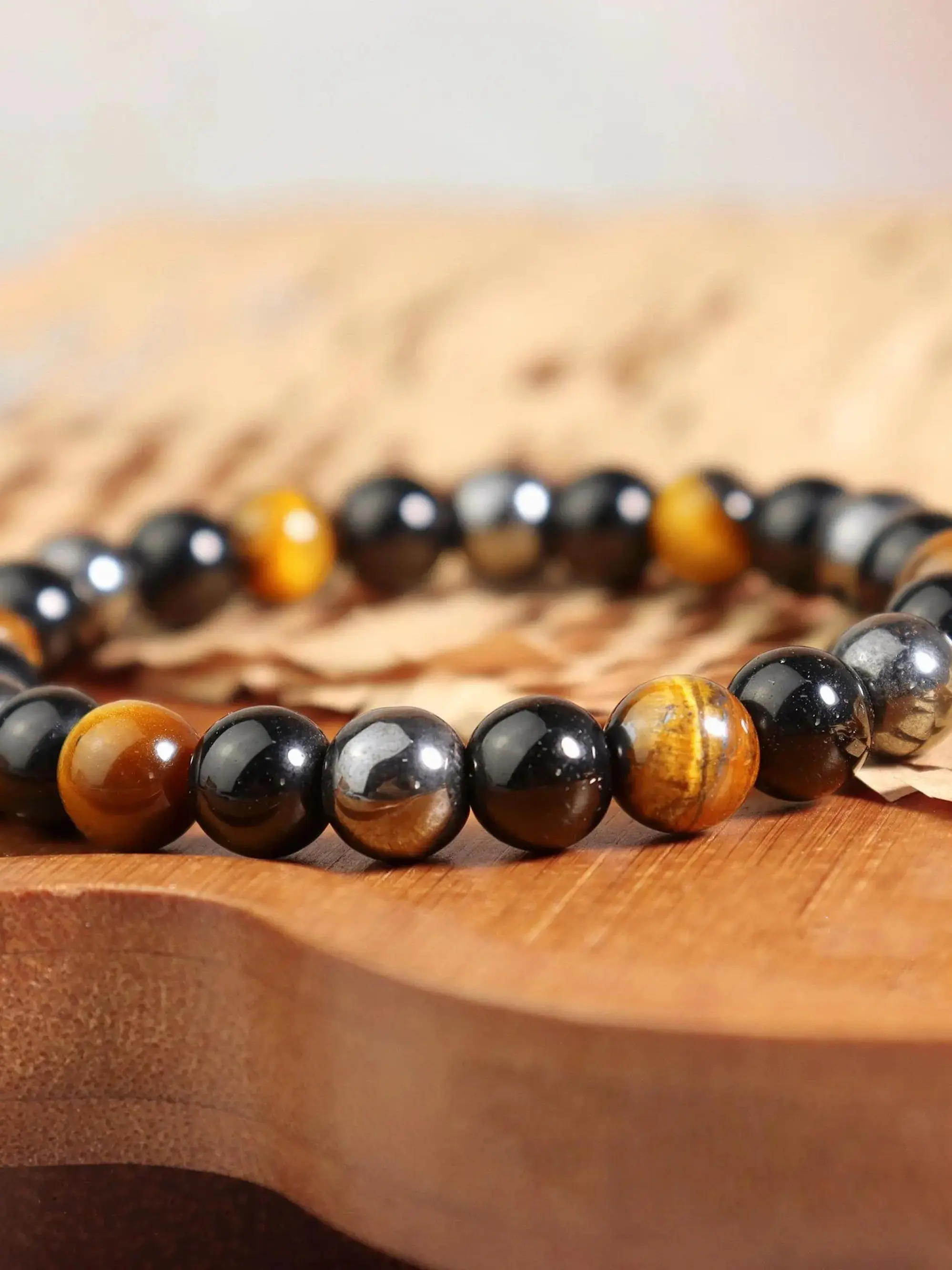 Triple Protection Bracelet | Black Obsidian Hematite Tiger Eye Beads, Ultimate Defense Jewelry, Healing Crystal Stacking Gift for Her, Natural Gemstone Bracelet