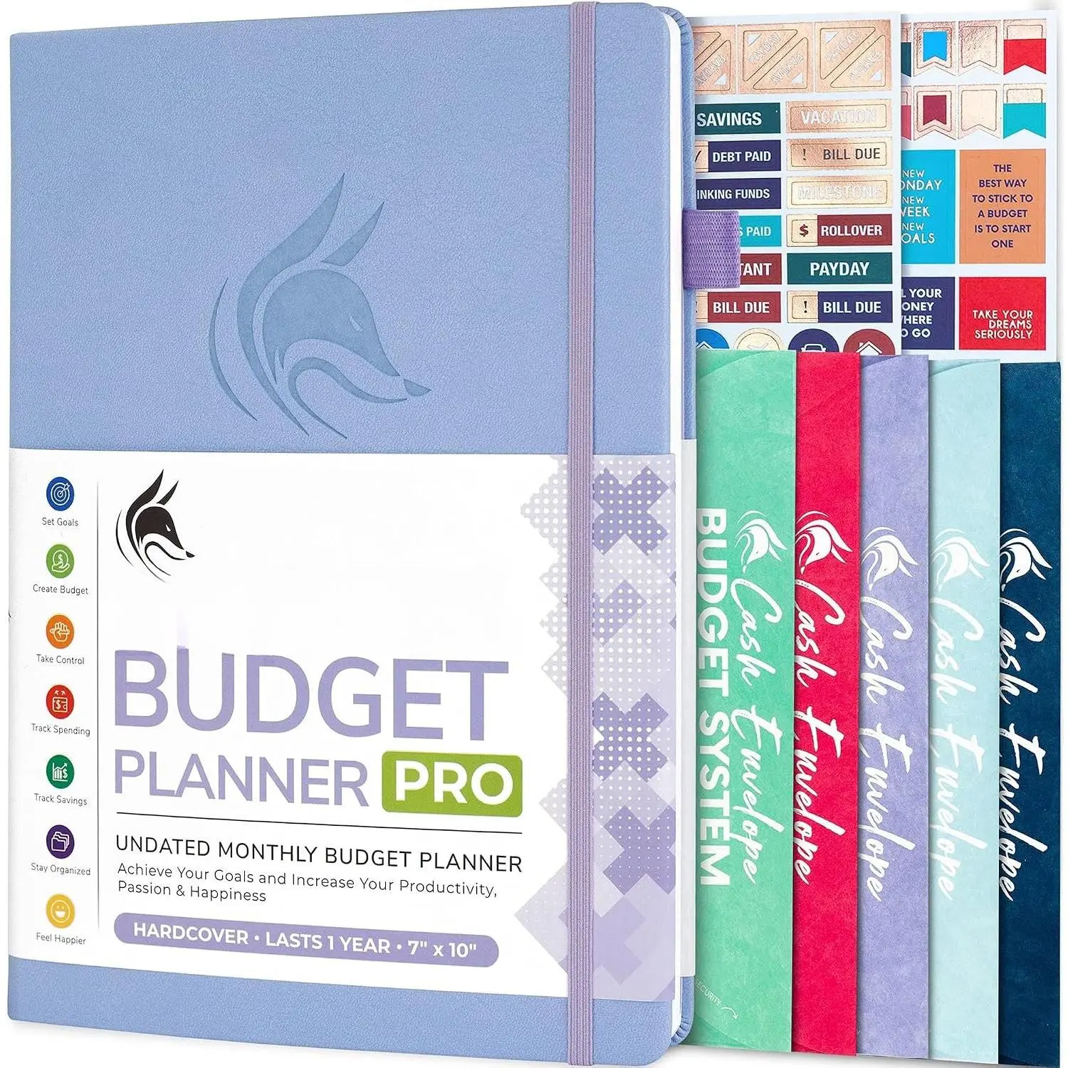 Budget Planner Pro with  Budgeting Envelopes, Periwinkle | Undated 7" x 10" financial binder book, household expense management &  saving, bill organizer, finance  notebook