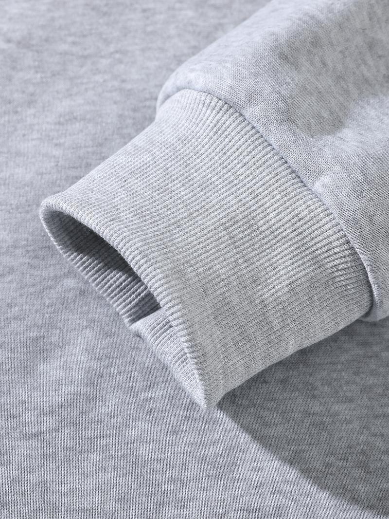 Men's Fleece-Lined Casual Fuzzy Hoodie, Plain Basic Shoulder Pad Warm Sweatshirt, Ideal for Cold Weather, Outdoor Sports, Streetwear