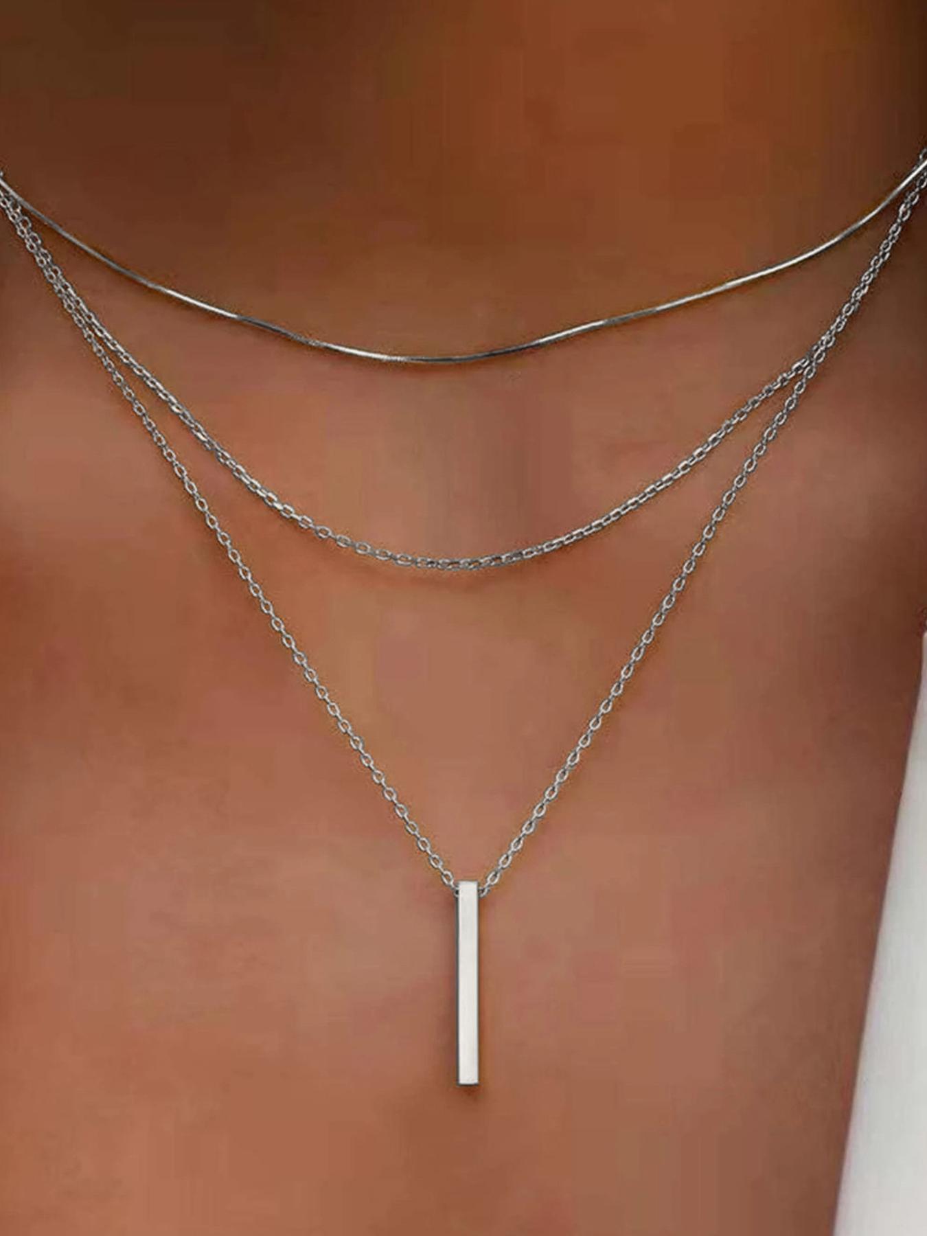 Women's Elegant Minimalist Layered Necklace, Trendy Exquisite Pendant Necklace, Exquisite Chain Jewelry, Chic Gorgeous Jewelry As Gift for Girlfriend