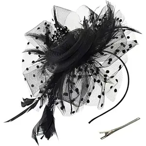 Fascinators Hats  Women Tea Party Church Hats Black Fascinator Pillbox Hat  Women
