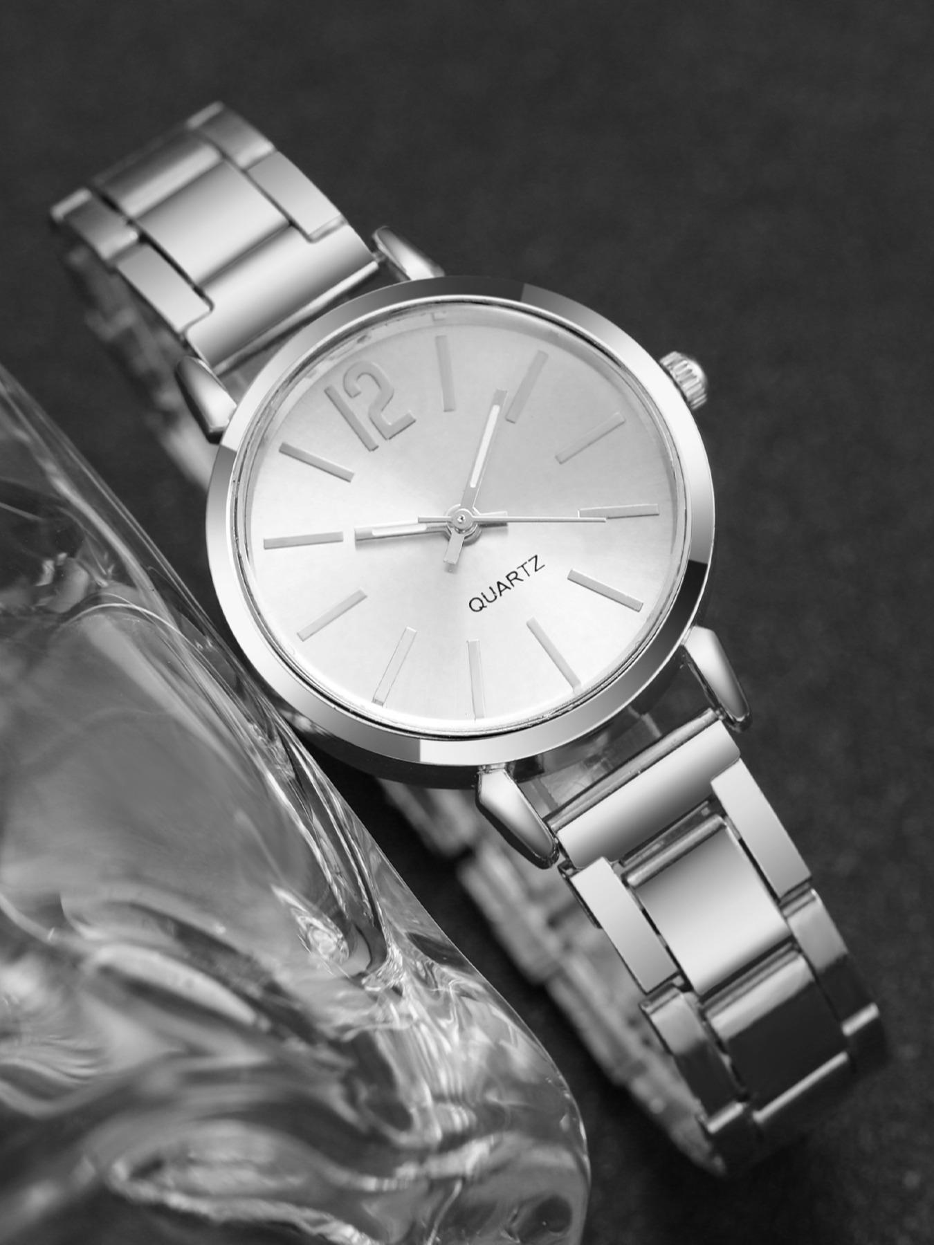 Women's Fashion Simple Round Dial Analog Quartz Watch, with Metal Strap without Box, Watch Clothing Decor, Summer Trendy All-match & Exquisite Watch