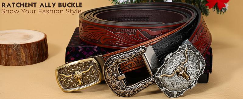 BELTROAD Automatic Ratchet Western Belt Mens Cowboy Belts with Western Buckle Belt for Jeans Gifts Business Belt Christmas Gifts