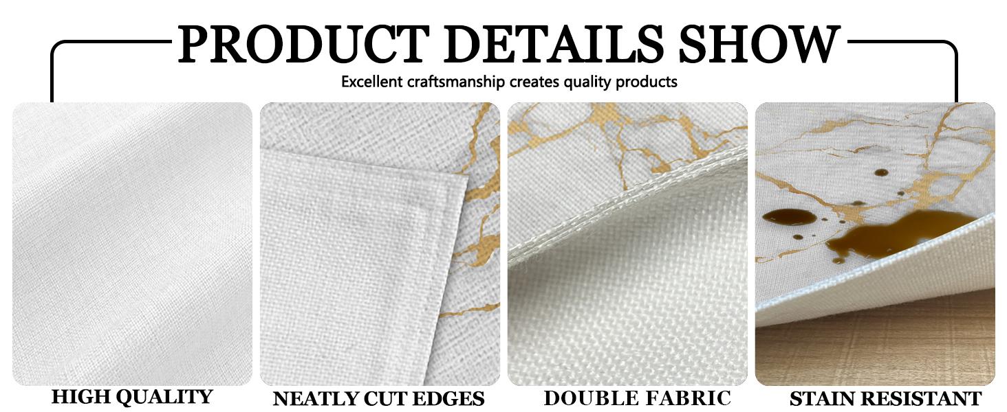 Luxury Gold Marble and Placemats Set of 6 Pieces, Gold Marble Placemats, Cloth Place Mats Indoor for,Washable for Dining Table