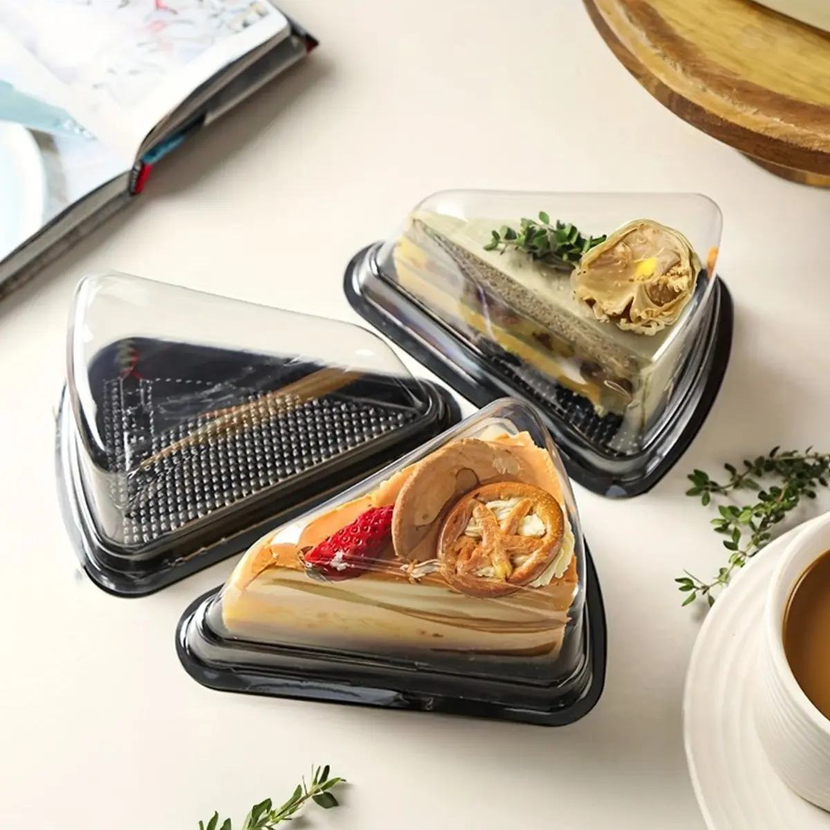 20/50/100pc Transparent Triangle Cake Slice Trays, Cake Packaging Containers with Clear Lids, Disposable Dessert Boxes, Ideal for Birthday Parties, Wedding Gifts, Baking Supplies, Kitchen Tools