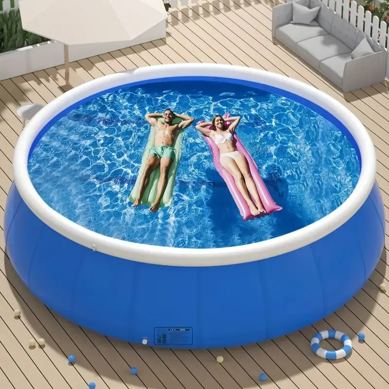 Inflatable Swimming Pool 244*63cm Butterfly Coil Mesh Pool PVC Outdoor Garden Inflatable Pool Strong Durable Easy Install Foldable Storage Large Water Capacity Quick Fill Drain