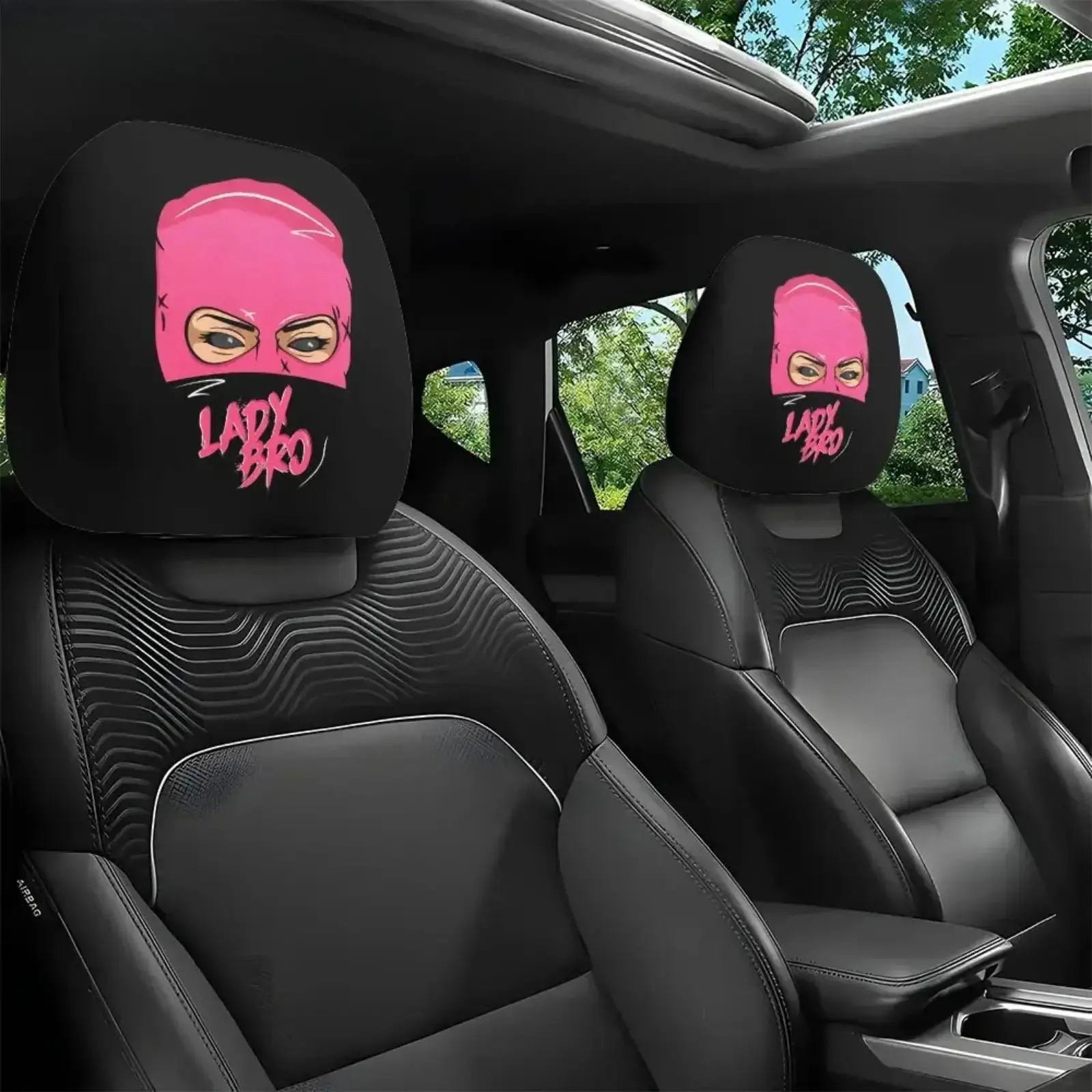 2 Pack Women Printed Car Headrest Pillow Covers, Soft Lightweight Polyester Protective Headrest Guards, All-Season Stylish Auto Interior Accessory For Long Drive, Road Trip & Daily Vehicle Use
