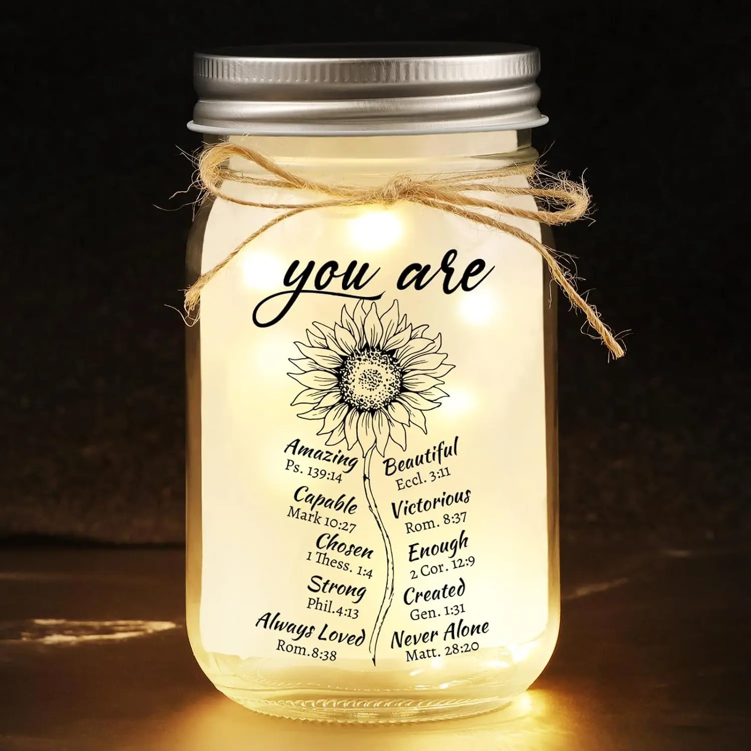 Christian Graduation Gifts for Women Her Mason Jar Night Light, Religious Gifts for Woman with  Verse Prayer Inspirational  Birthday  for Women,   Decorative Jars