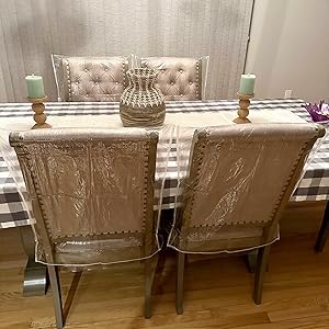 6 Pack Chair Covers, Clear Dining Room Chairs Cover Set, Transparent Waterproof Seat Protector from Cat Scratch, Dust, Spill, Pet Hair and Easy
