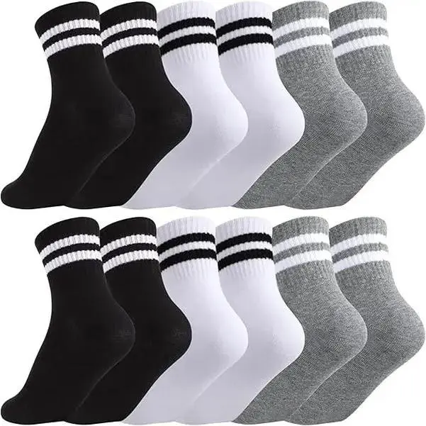 6/18/30/48 Pairs Unisex Sports & Outdoor Socks, Classic Colors.Basketball Socks, Soccer Socks, Work Socks, All-Season Socks.Deodorant, Sweat-Absorbent, Breathable.Hand Washable & Dry Cleanable.A Must-Have for Outdoor Sports Enthusiasts.