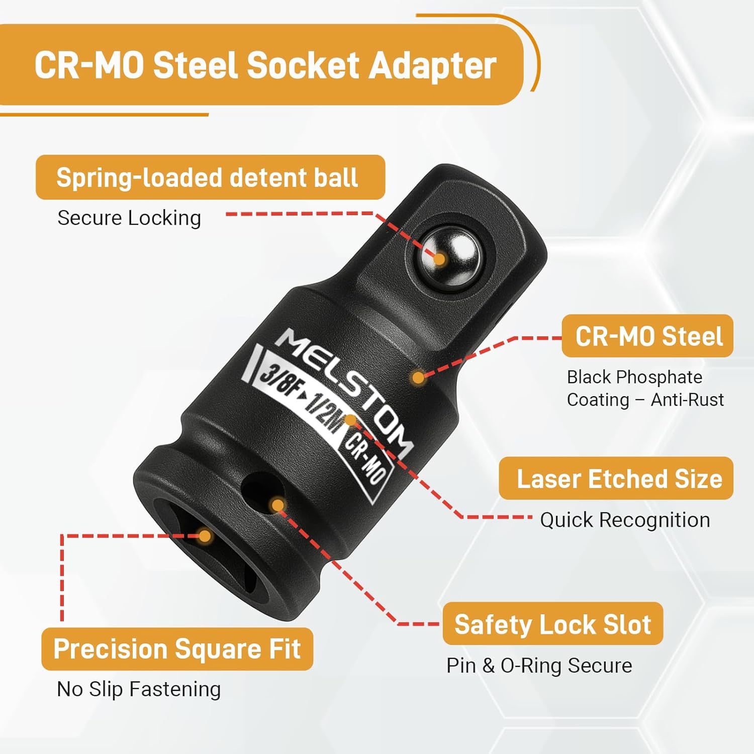 2 count 3/8" to 1/2" Impact Socket Adapter Set, 3/8" Drive Impact Driver Conversions for Impact Wrench, Breaker Bar, Ratchet Drive, Chrome Molybdenum Alloy Steel