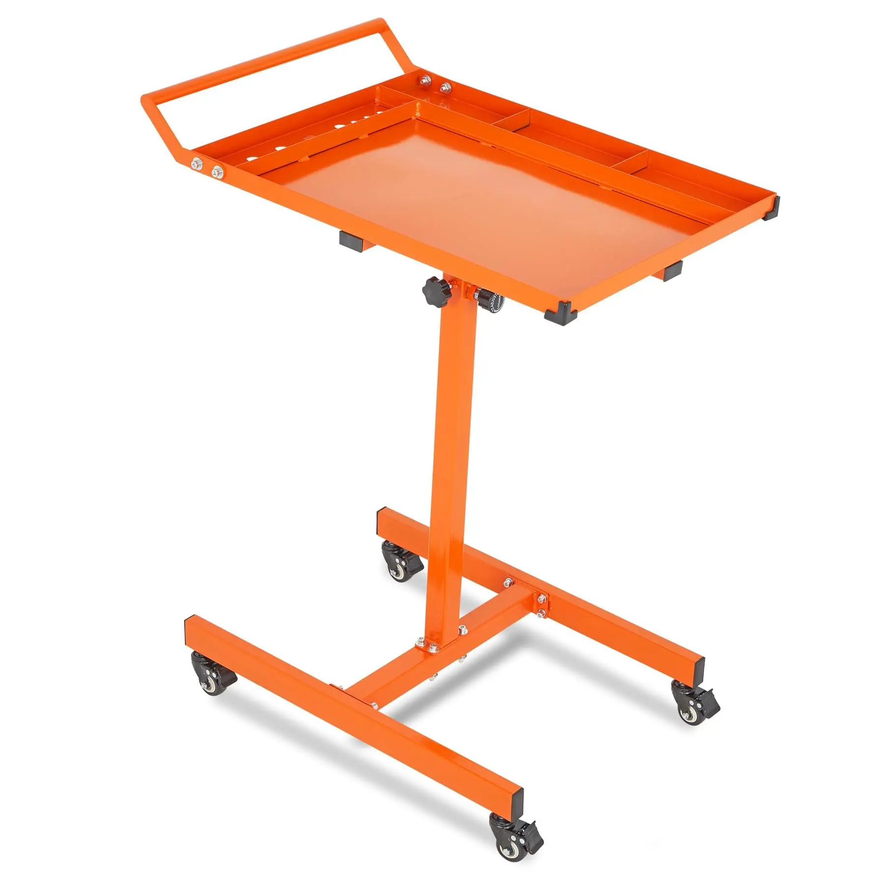 Garvee Adjustable Height Heavy Duty Mobile Workbench – Steel Rolling Tool Cart with Lockable Wheels – 220-300 lbs Capacity – Ideal for Garage, Workshop, Mechanic, DIY – Black or Orange – Durable Construction