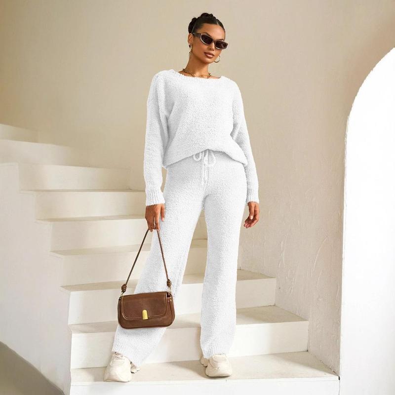 Joyfunear Women's Soft Woolen Knit Tracksuit Hoodie & Leggings Set for Home Leisure Daily Outings High-Quality Blend Fabric Adjustable Drawstring Hoodie Elastic Waist Leggings Pink Hue S-XXL