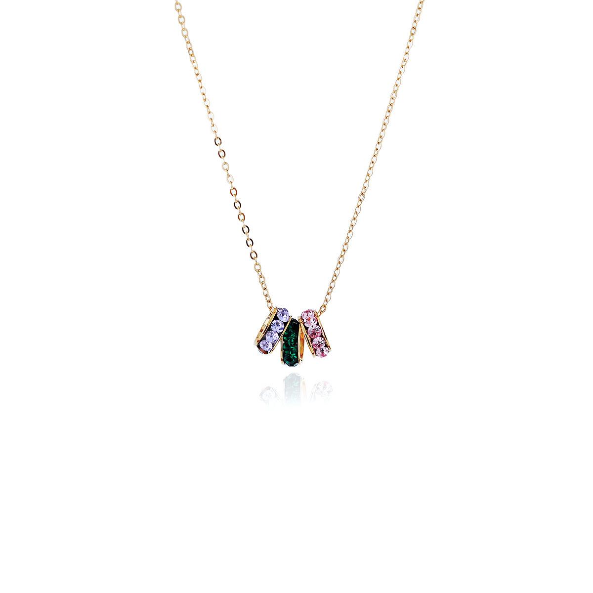 Bestseller ★ Spring Is Bright And Beautiful ★ Slim Waist Wind Chime Luck-Bringing Ice Crystal Tri-Color Necklace