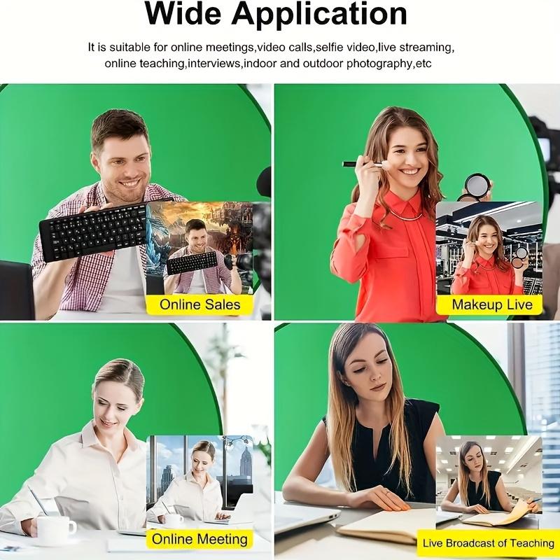 Live Streaming Props Background Frame Green Screen, Studio Circular Green Screen, Suitable for Live Streaming Photography, Photography, Esports Games, Live Streaming Speeches, Corporate Meetings, Home Office, Etc