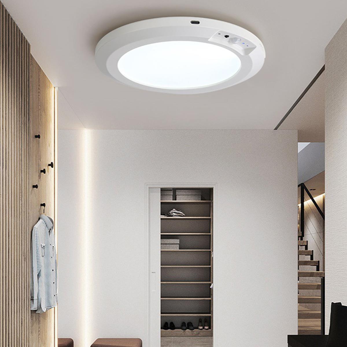 Wireless Ceiling Lights Battery Operated with Remote, Auto Motion Sensor, Ultra-Slim Dimmable Ceiling Mounting Lamp with 3 Colors