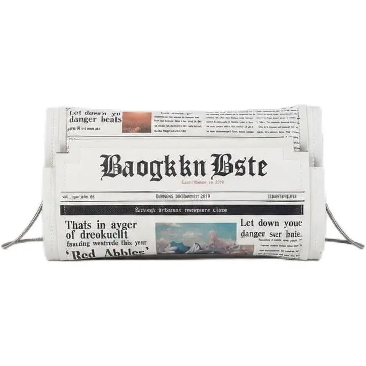 'Newspaper' Handbag, Fashion Envelope Clutch, -  Purse, Soft PU Leather Handbags for Women/Girls