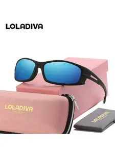 LolaDiva 1 Piece Unisex Urban Style Full Frame Sunglasses Showcasing Personality Rectangular Frame Sunglasses UV400