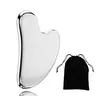 304 Stainless Steel Scraper, Facial Beauty Instrument, Facial Massage Metal Gua Sha Tools Skin Massage for Body Eyes Neck Massager with Travel Pouch Skin Care Gifts Self Care Tools