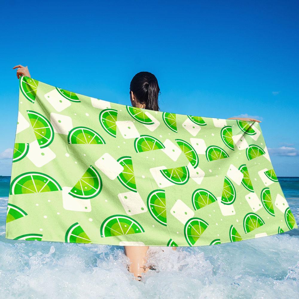 Quick-drying printed beach towel Adult microfiber seaside sunscreen absorbent towel Outdoor swimming bath towel
