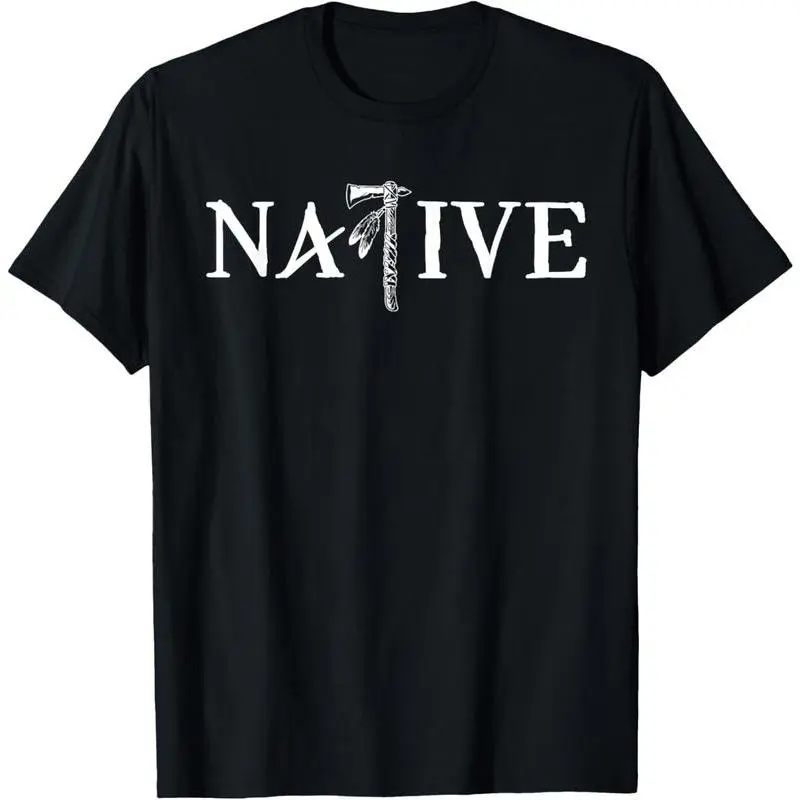 Men's Vintage Graphic Short-Sleeve Crew Neck Round Neck T-Shirt - 100% Cotton Menswear Casual Top with Distressed Cherokee Native American Pride Design, Distressed Look, Whimsical Art, Playful Humor, All Seasons, Black-E284665, Large