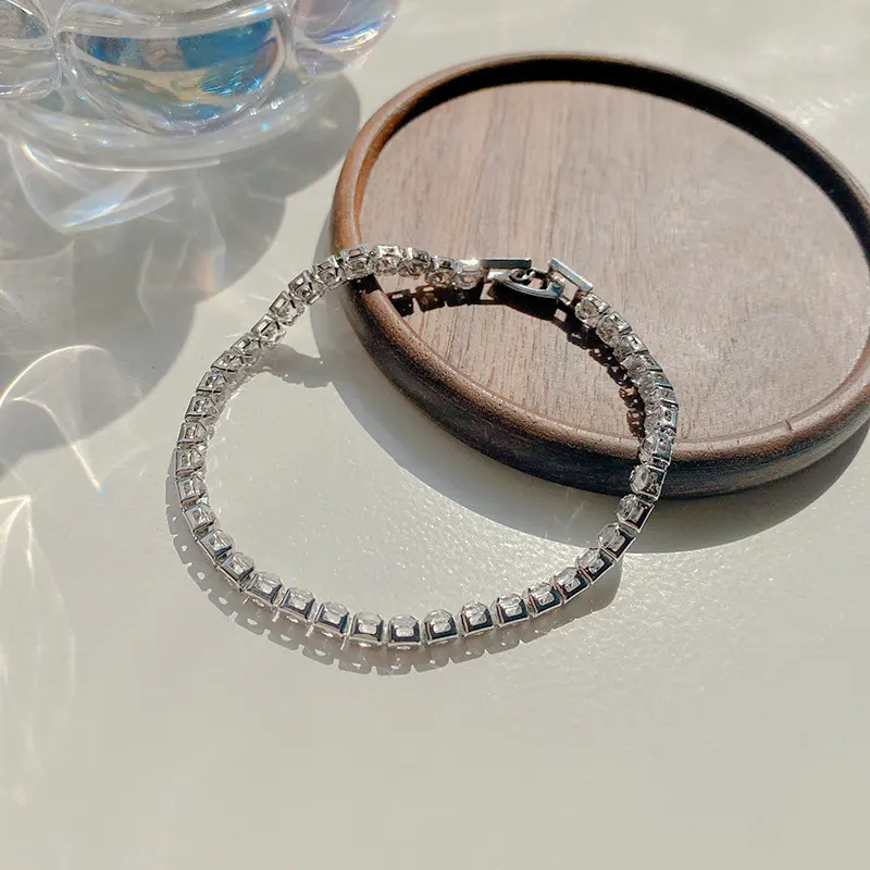Unisex 5mm Iced-Out Tennis Bracelet - Waterproof, Elegant, Trendy Hip-Hop Style with Money, Gold, Heart, Snake, Sister, Star, Jade, Rainbow Rhinestone Designs - Travel Gift, Coastal Collection Jewelry (As Seen on Douyin)