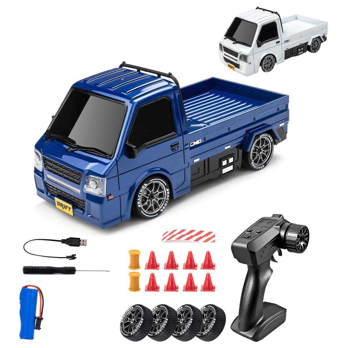 1: 24 scale remote control mini, light truck, four-wheel drive off-road design, built-in LED lights, ideal gift for adult boys and girls' birthdays and Easter.