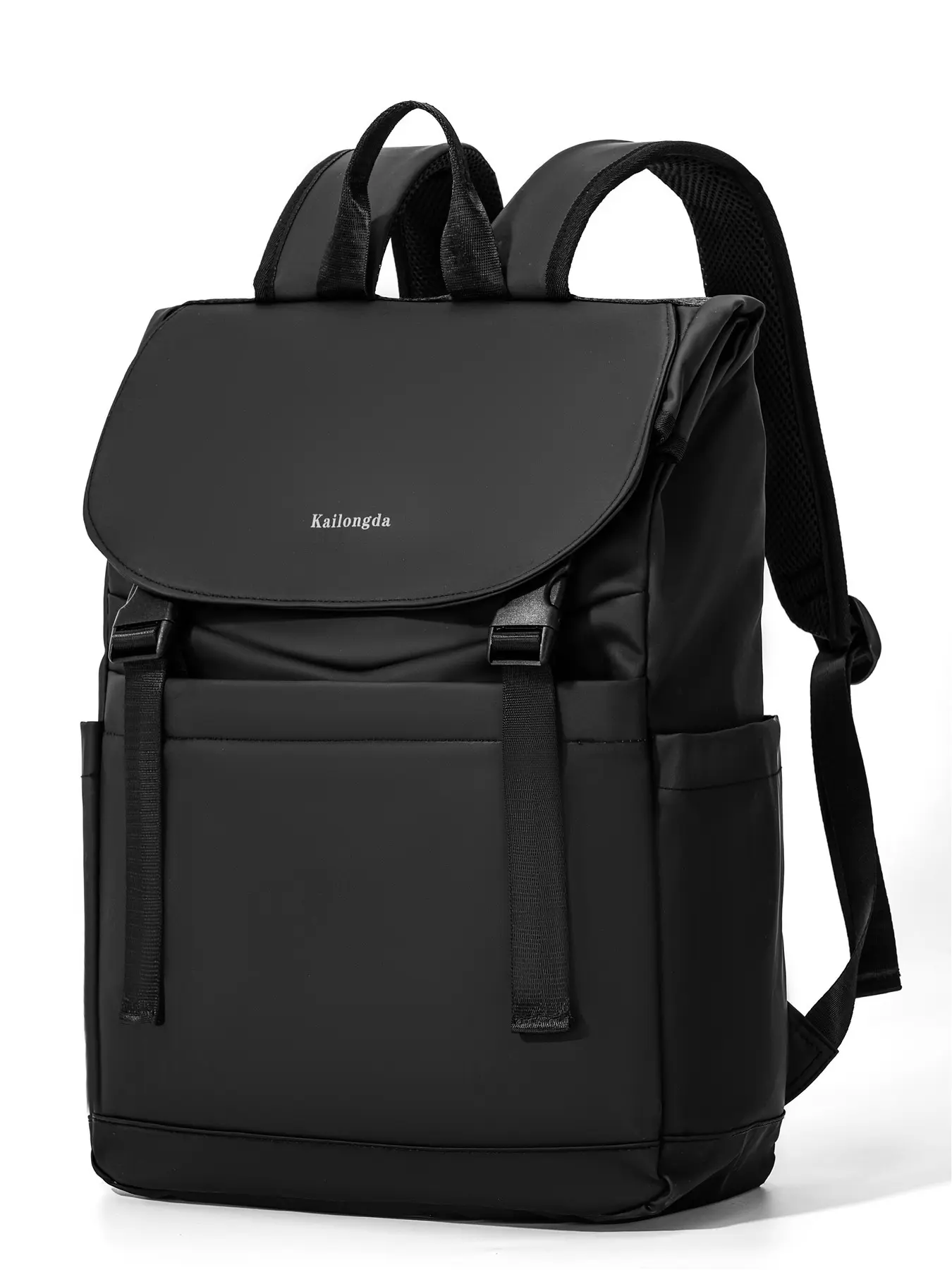 Business Flip-Top Backpack, Waterproof Soft Leather, Multi-Layer Storage, Front Pocket, Side Webbing Buckles, Large Capacity, Unisex, Commute, Travel, Daily Work Backpack