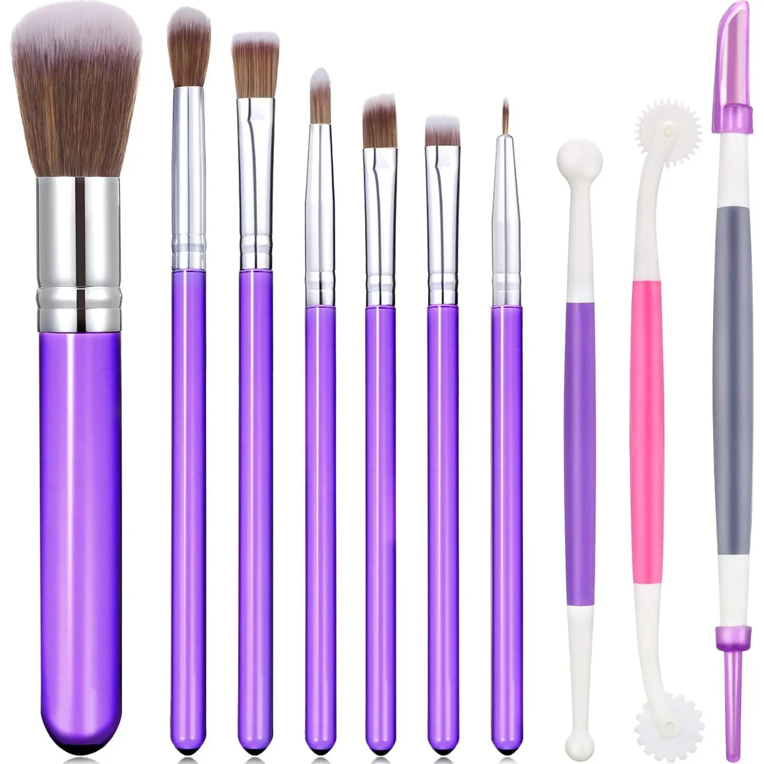 10 count  Safe  Brushes Fondant Tools for Cake Baking  Sugar Cookie Decoration Cake Brushes for Luster Dust Pastry Decorating Supplies with Fondant and  Paste Tool()