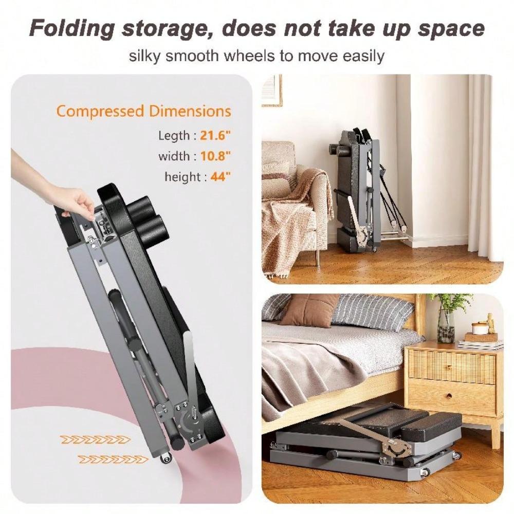 Pilates Reformer Machine, Indoor Pilates Reformer With High Strength Alloy Springs, Foldable Pilates Reformer For Home Gym