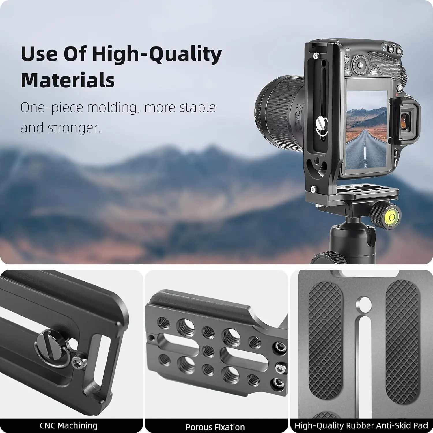 Aluminum Alloy Universal Camera L Bracket, Quick Release L Plate, 1/4 Inch Screw, Vertical Video Compatible, Expandable External Lighting Device, Camera Accessory