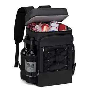 Double Layer Insulated Backpack, Leak-Proof Compartments, 40 Can Capacity, Outdoor Camping Cooler Bag, Thick Aluminum Foil Ice Pack