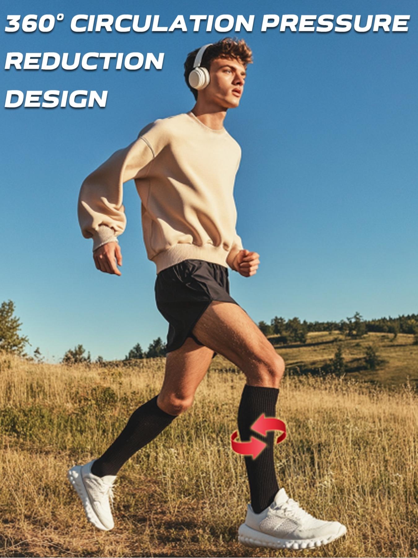 6 pairs of men's and women's compression socks wide calf elastic socks men's and women's booster socks for circulation, running, nurses, pregnant women Support for blood circulation Various colour patterns available, Compression Athletic Socks