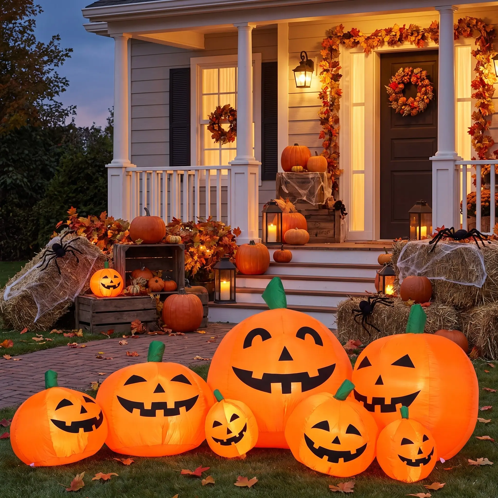 Giant Light-Up Inflatable Pumpkin, Spooky Outdoor Halloween Yard Decor, Model 487402844, No Ca Prop 65, Perfect for Festive Atmosphere