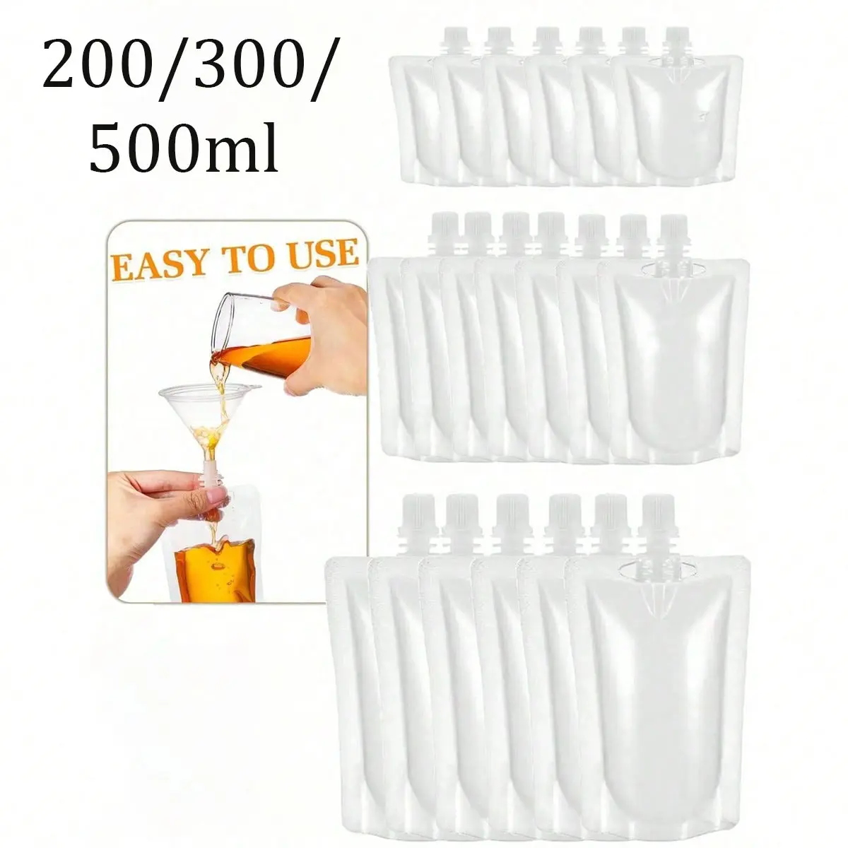 200/300/500ML Coffee Liquid Packaging Bag, Portable Drink Bag, Juice Bag, Cold Hot Beverage Container, Leak-Proof, Reusable Sealed Liquid Bag