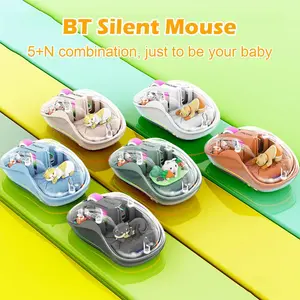 Luminous Transparent cute  Mouse Wireless Bluetooth Three-Mode Charging Ergonomic Magnetic Doll Mouse For Tablets Laptop