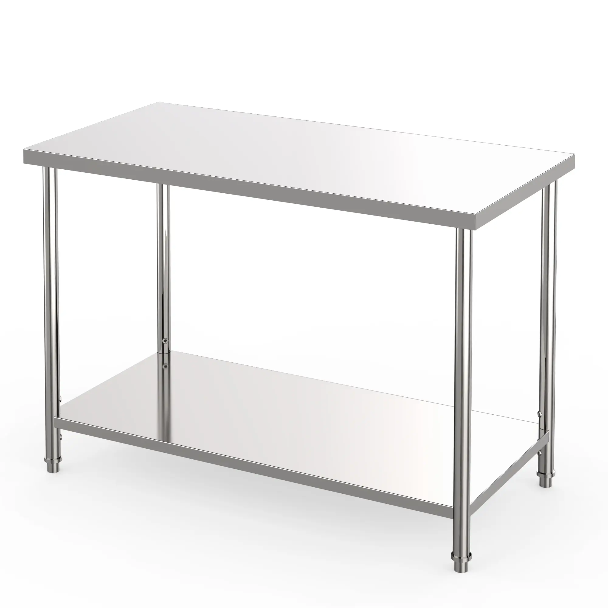 Garvee Heavy-Duty Stainless Steel Work Table - 2-Tier Prep Workbench with Adjustable Undershelf, 360° Locking Casters, 1760 lb Capacity, for Office, Kitchen, Garage, Workshop - 48x24x35 in