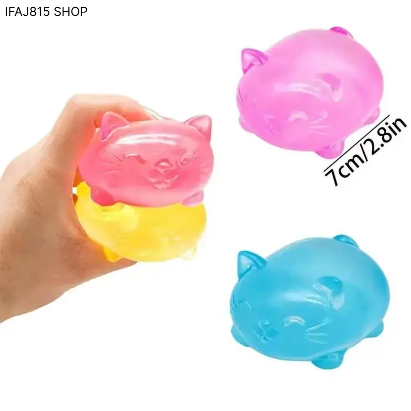 4pcs Cute Kawaii Cat Fidget Toys, Slow Rising TPR Plastic Squishies for Stress Relief, Unisex Office Desk Accessory, 7cm, 7Cm/2.8In, Wink Ears, Desk Fidget Buddy, Pinch & Stretch, Bpa Free, Cute Office Desk Gifts, Kawaii Lovers