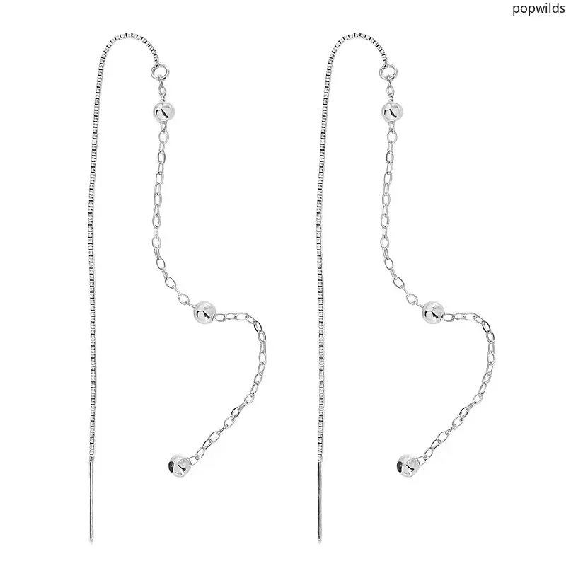 Interval Round Bead Ear Threads Extra Long Elegant Tassel Bean Ear Chains Sparkling Drop Earrings Fashion Jewelry For Women Daily Party Versatile Trendy Accessory Gift