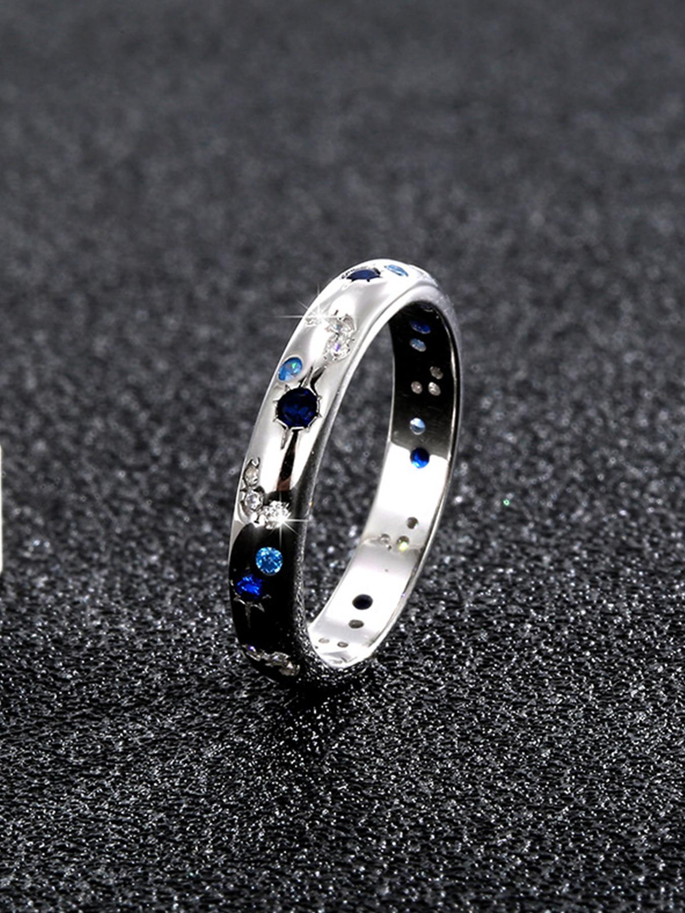 925 Sterling Silver Fashion Eye & Star & Moon Design Ring, Artificial Zircon Decor Ring, Fashion Jewelry Accessories for Women, Birthday Gift, Spellbound Ring