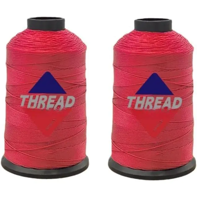 1oz 375 yds Each 2 Pack Tex70 Bonded Nylon Thread 69 Upholstery Thread Heavy Duty Threads for Leather Sewing Machine, Beading, Hair Weaving, Denim, Canvas,Webbings 2oz (2, Red)