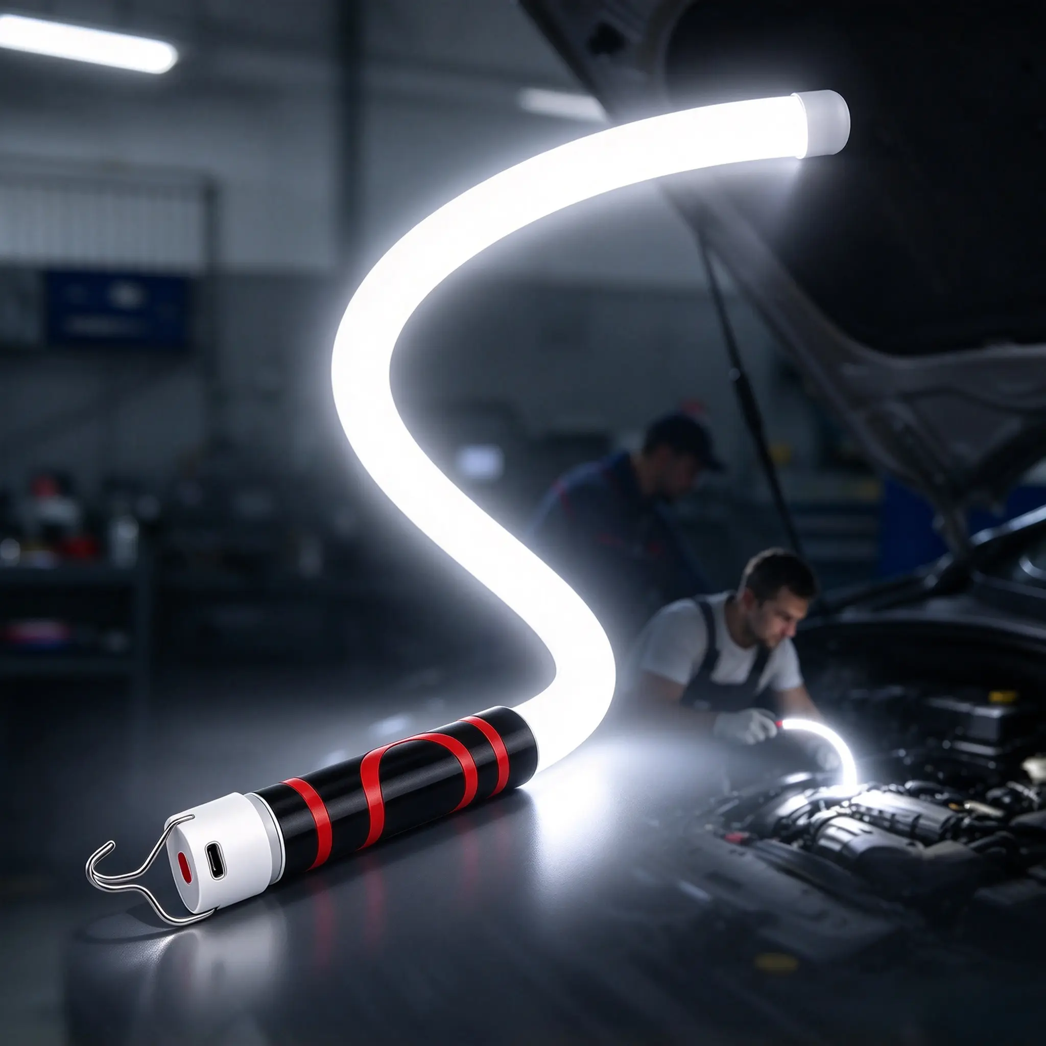 29 Inch Bendable LED Work Light Stick, Rechargeable Hands-Free Flexible Inspection Lamp, High Lumen Bright Lighting with Extended Battery Runtime, Portable Under Hood Flashlight for Auto Repair, Garage, Workshop, Mechanics & DIY Projects`