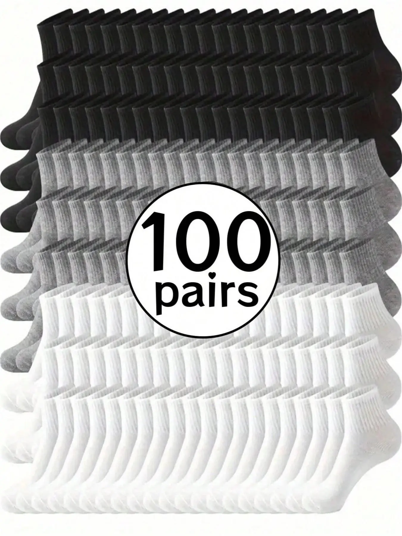 100/50 Pairs Classic // Crew Socks, Comfortable Breathable Soft Skin-Friendly, Ideal for Casual Home Outdoor Sports All Year Round